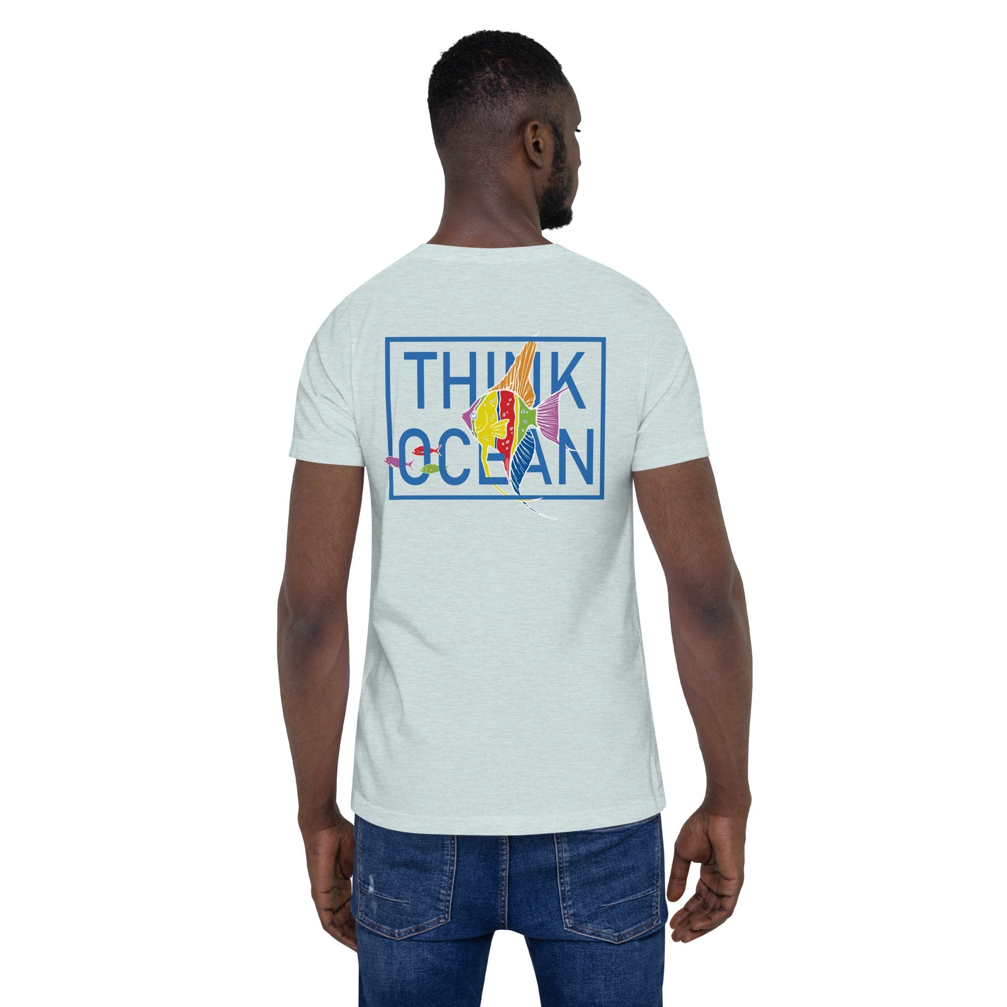 Think Ocean Fish Fluorescence Cotton Embroidered T-Shirt