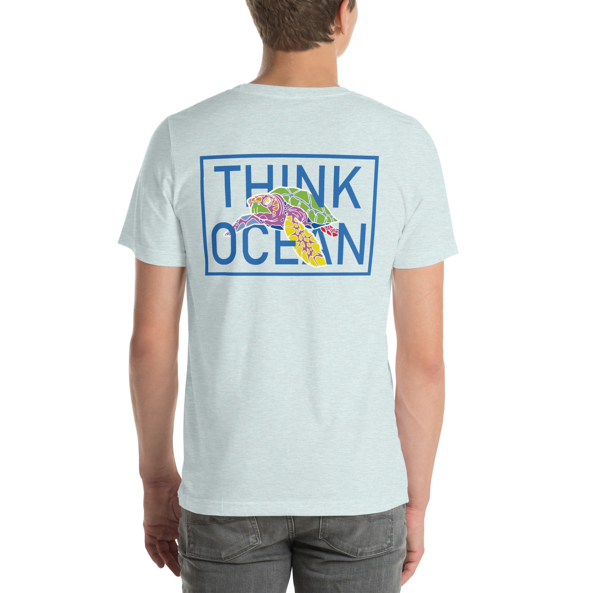 Think Ocean Turtle Fluorescence Cotton Embroidered T-Shirt