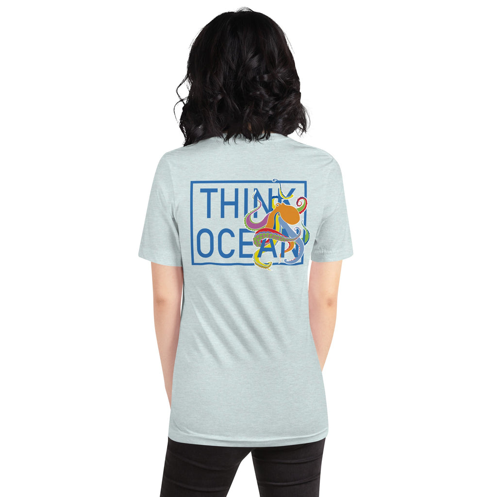 Think Ocean Octopus Fluorescence Cotton Embroidered T-Shirt