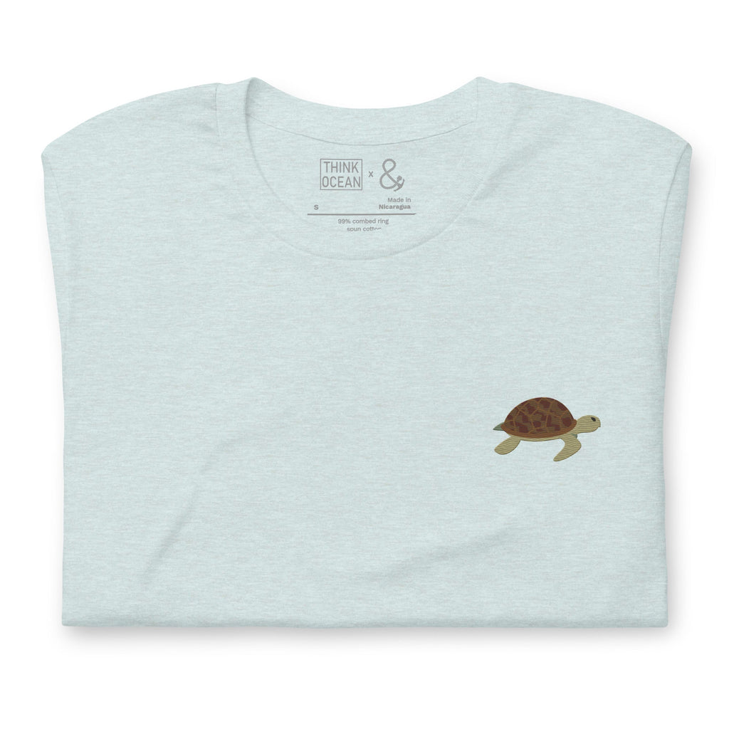 Think Ocean Turtle Aspirations Cotton Embroidered T-Shirt