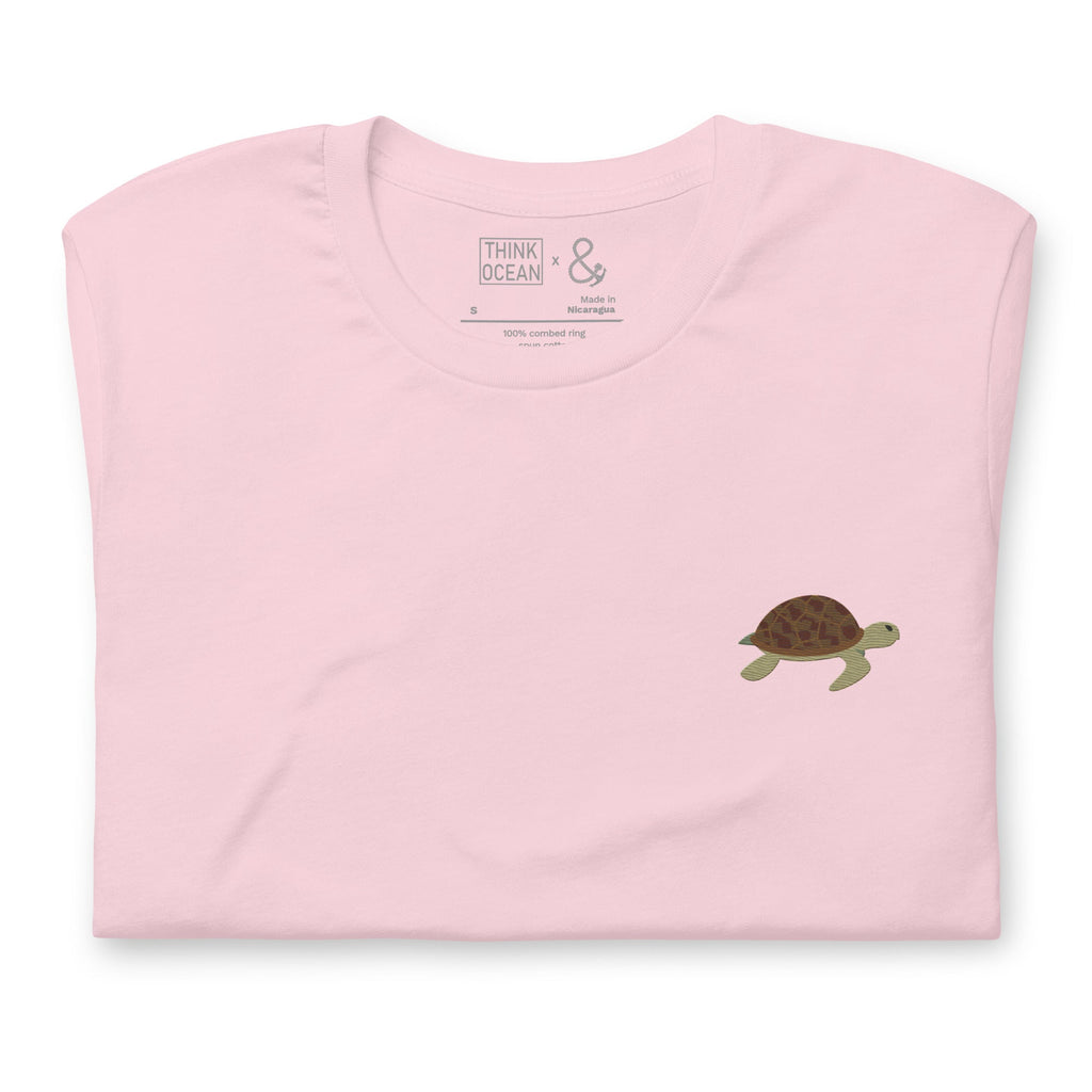 Think Ocean Turtle Aspirations Cotton Embroidered T-Shirt