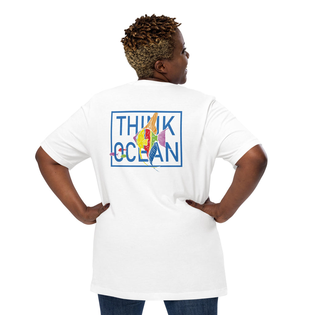 Think Ocean Fish Fluorescence Cotton Embroidered T-Shirt