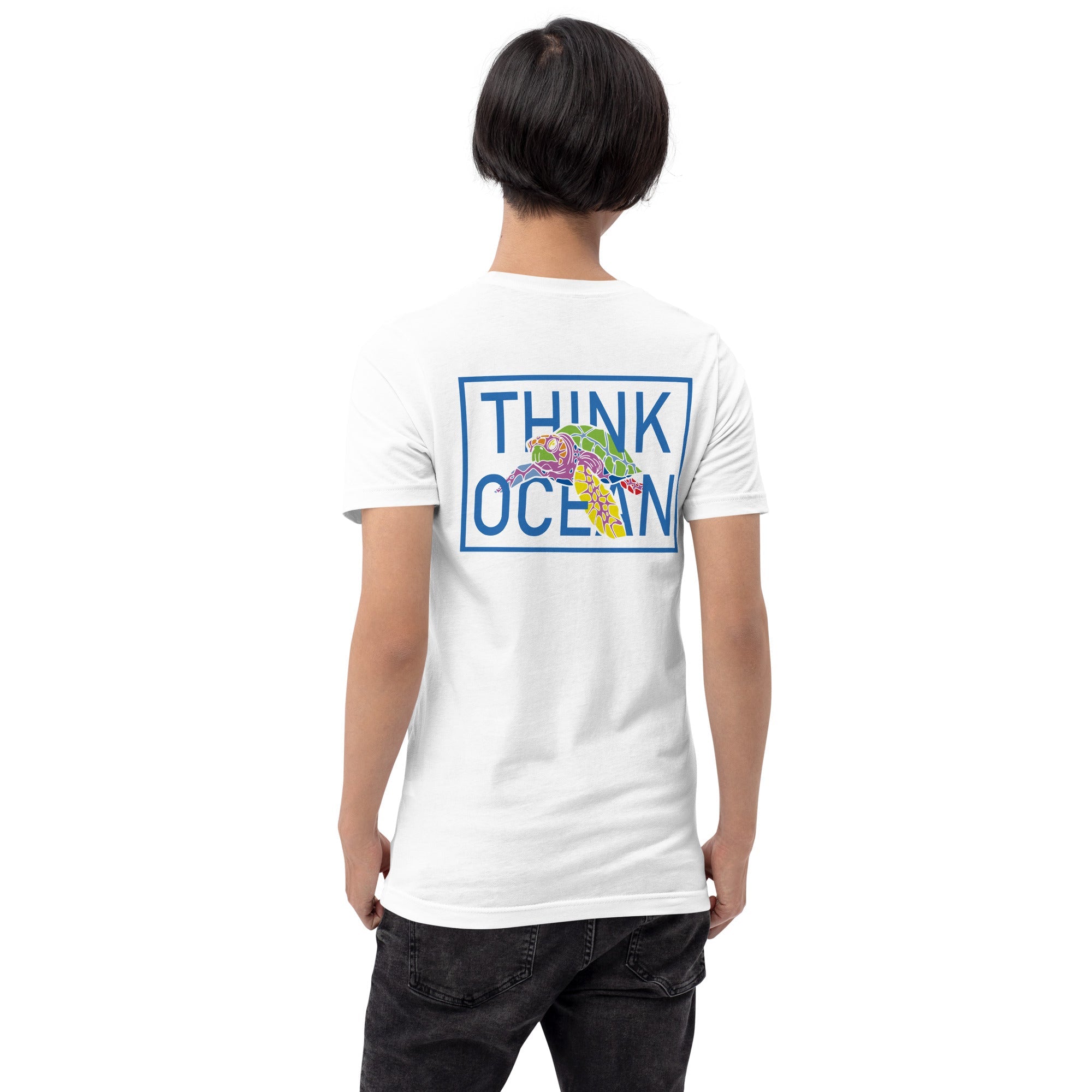 Think Ocean Turtle Fluorescence Cotton Embroidered T-Shirt