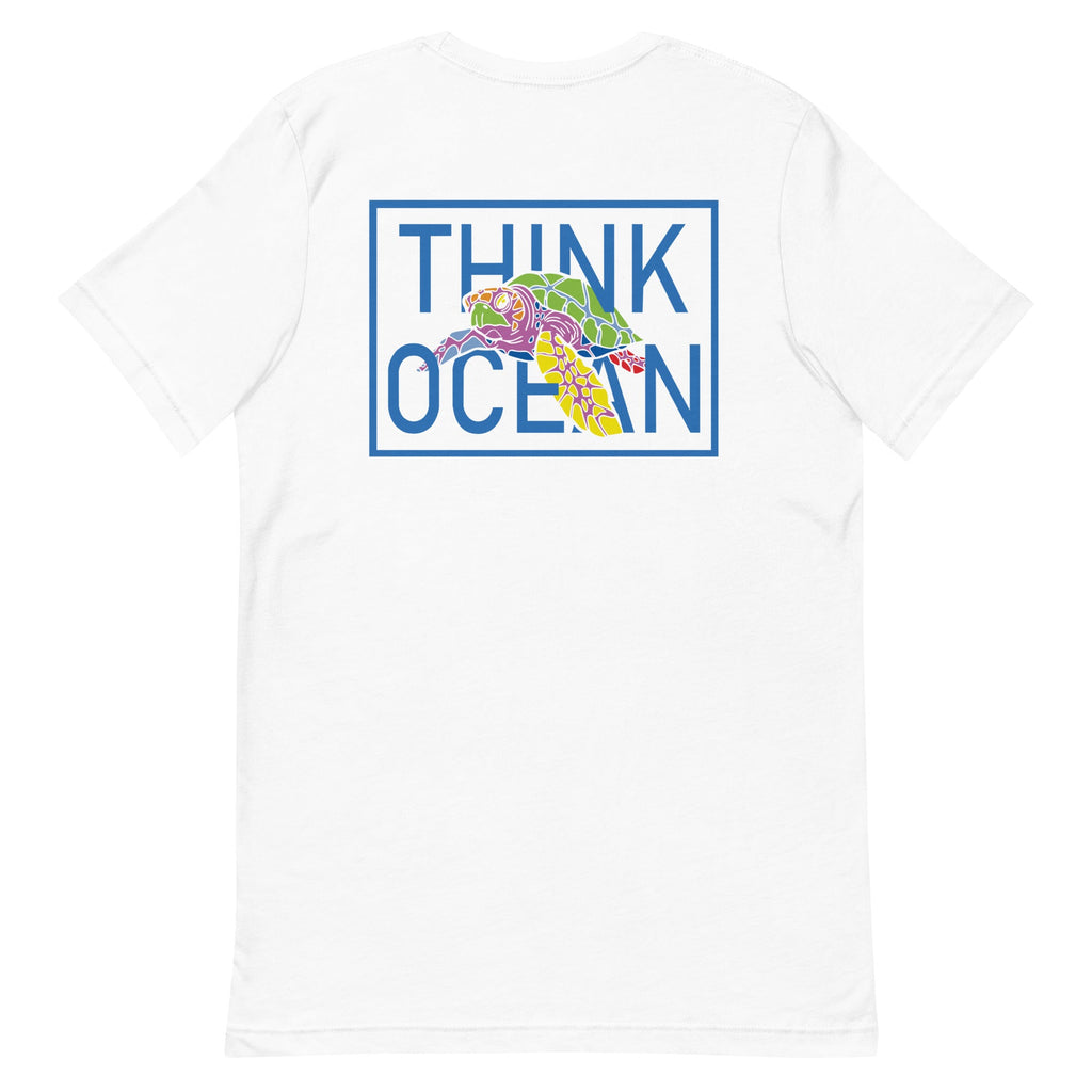 Think Ocean Turtle Fluorescence Cotton Embroidered T-Shirt