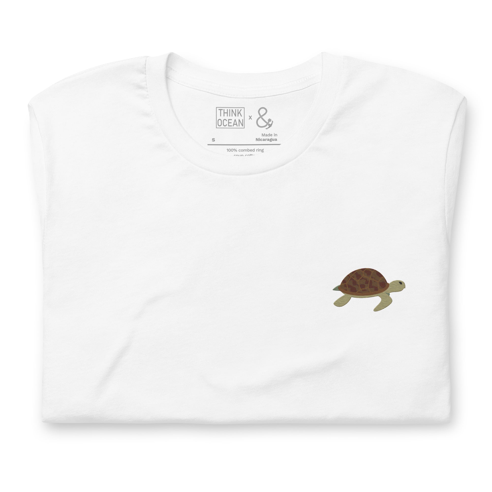 Think Ocean Turtle Aspirations Cotton Embroidered T-Shirt